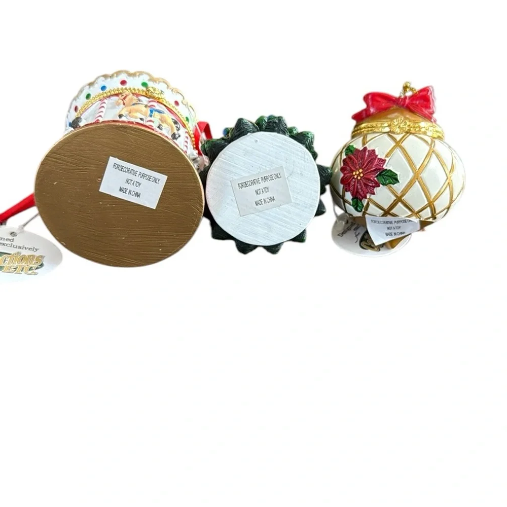 Collections Etc Hand Painted Trinket Ornaments for Small Gifts Lot Of 3 NWT